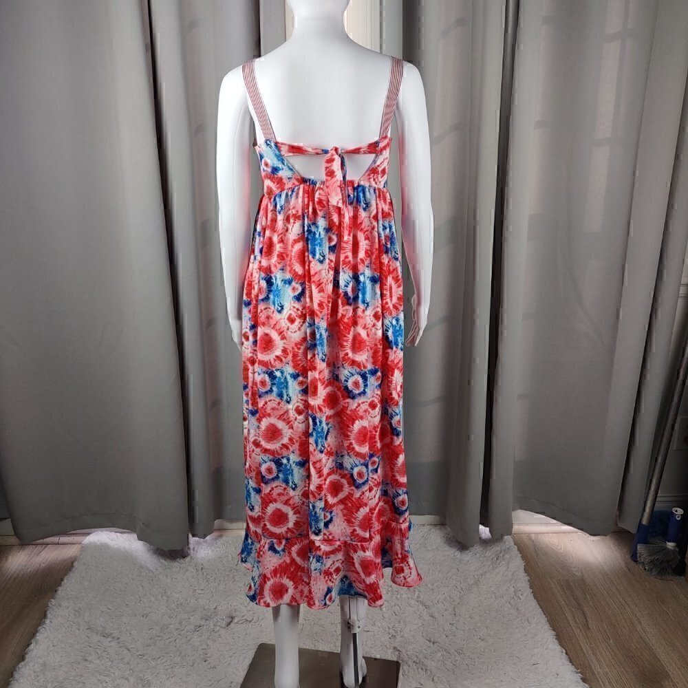 Bonnie Jean Red, White, Blue, Tie Dye Sunflower Dress Size 14 (NWT) - Picture 3 of 11